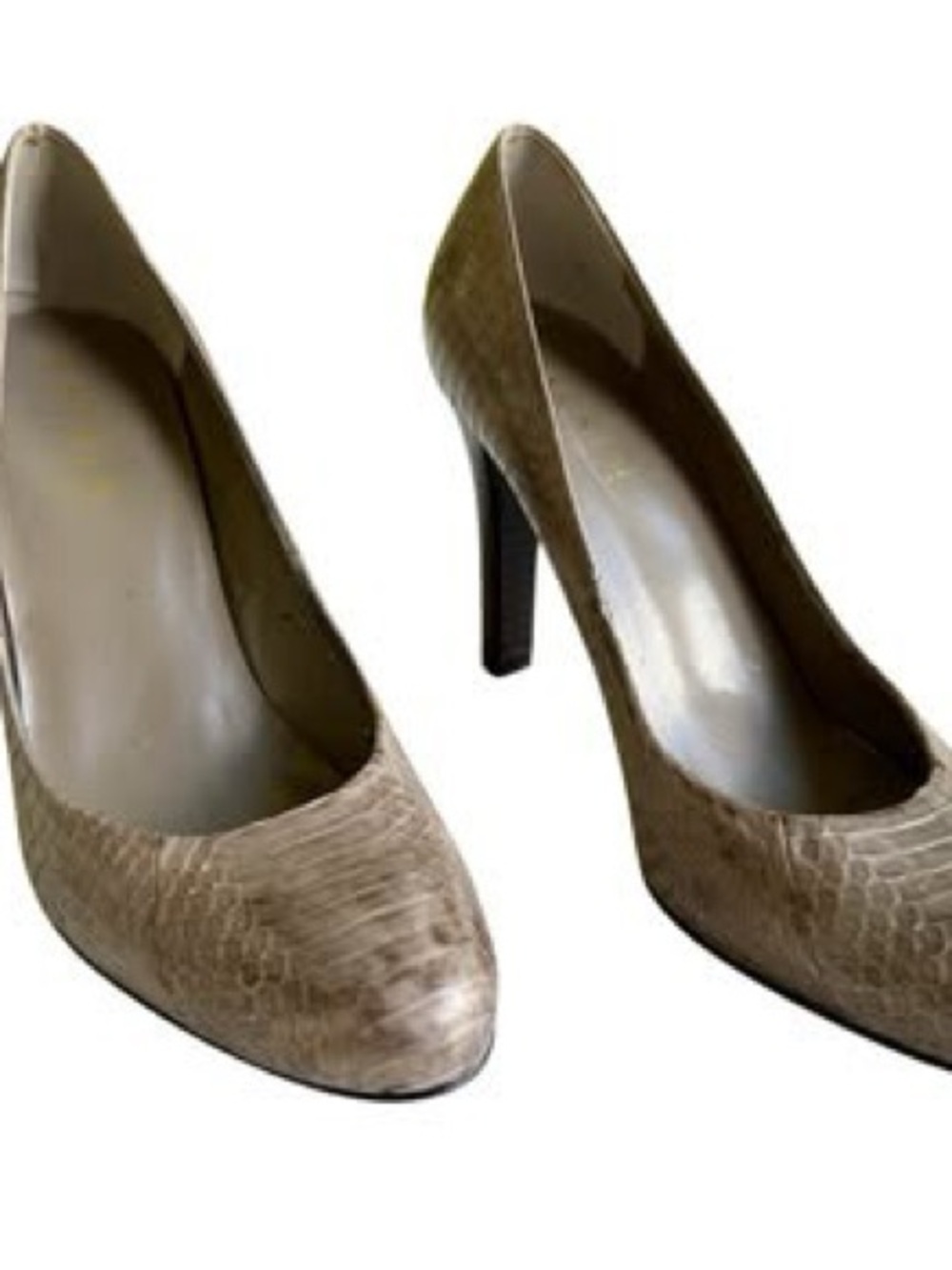 7.5 Women's Taupe Textured High Heel Pumps Ralph Lauren Taupe Snakeskin Leather